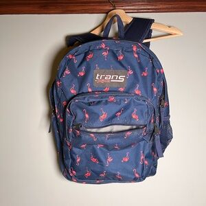 Jansport Trans Blue‎ Backpack with Pink Flamingos